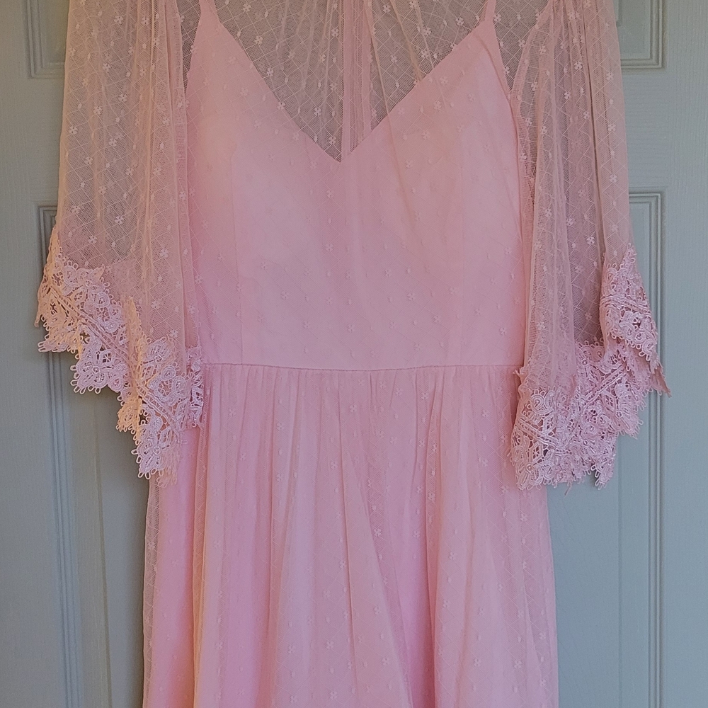 Entro Blush Lace Sleeve Mini Dress